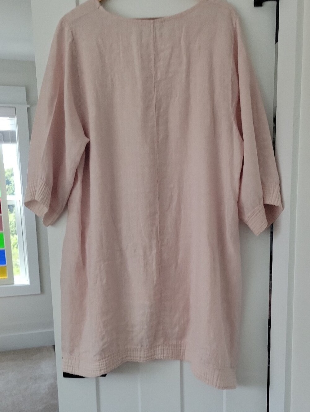Lungo L'Arbo Pastel Pink Linen Lagenlook Tunic with Front Pockets - Picture 6 of 7